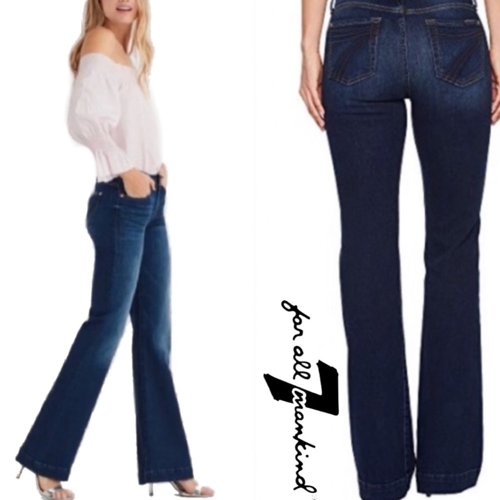 7 For All Mankind Dark Blue Flare Jeans